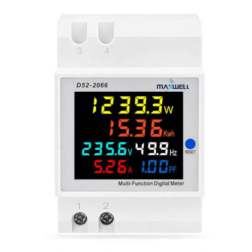 Image of MAXWELL Multifunctional Digital Meter | DIN-Rail | AC 40-300V | Current, Power, Frequency & Energy Monitor with LCD Display | 6 in 1 Digital Energy Meter