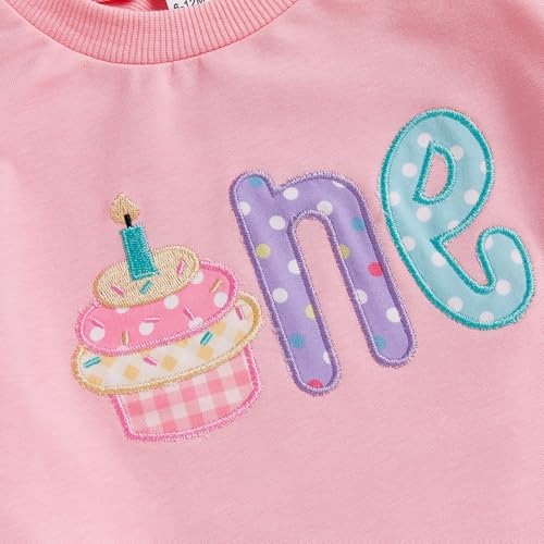 Newborn Baby Girl 1st Birthday Outfit Letter Cupcake Print Bubble Romper Long Sleeve Bodysuit Fall Winter Clothes4