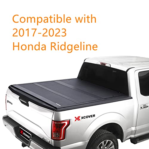 Xcover Truck Bed Cover Tonneau Cover, Compatible With 2017-2023 Ridgeline, Low Profile Hard Folding Truck Bed Cover #TOP1