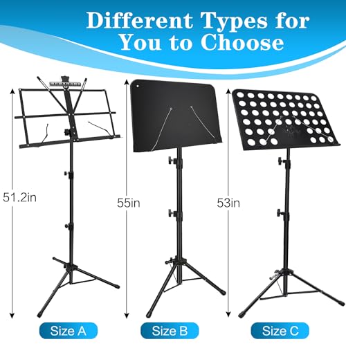 2 Pack Sheet Music Stand, Adjustable Music Stand with Carrying Bag, Professional Music Book Holder Music Sheet Clip Holder for Guitar, Ukulele, Violin Players