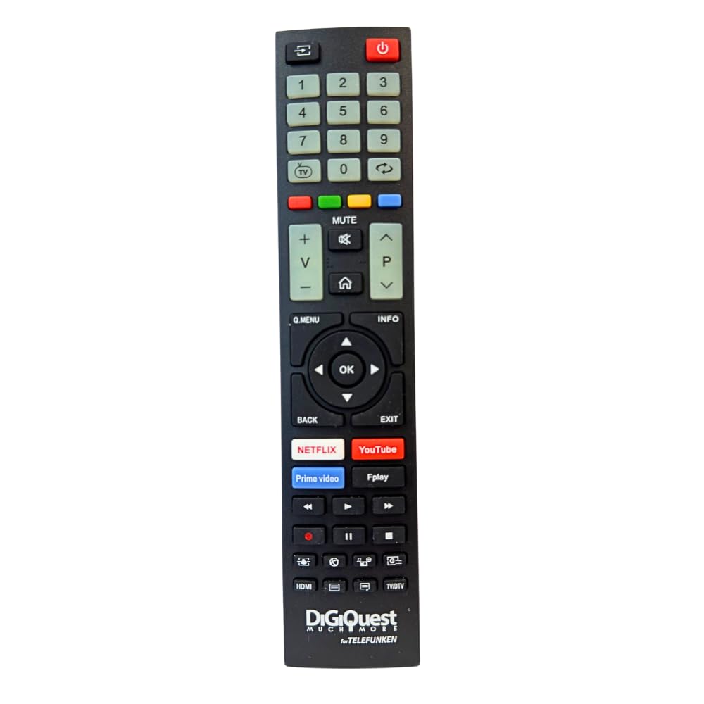 Digiquest Telecomando compatibile con TV a marchio TELEFUNKEN, VESTEL e BEKO | Tasti fluorescenti e dedicati alle piattaforme streaming I Già configurato e pronto all'uso