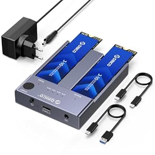 ORICO NVME Clone Docking Station, Dual-Bay Case SSD M.2 NVMe USB C USB3.1 Gen2 10Gbps con Funzione Duplicatore Offline per PCIe M-Key 2242 2260 2280 22110 M.2 SSD,Tool-free (SSD non inclusa)- M2P2