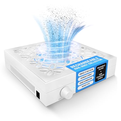 Agilawood Nail Dust Collector – Rechargeable, Portable & Quiet Suction with Nail Vacuum Dust Collector Reusable Filter, USB Charging, Aluminum Body, & Professional Dust Collector Nail Tech Supplies