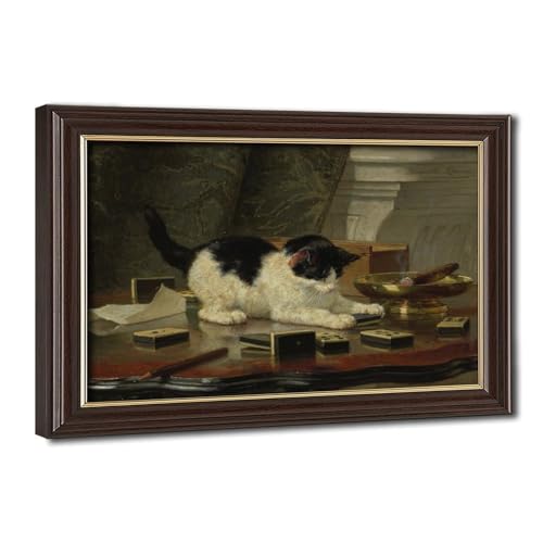 Henriette Ronner Knip poster chat en jeu impression toile 20x30 cm