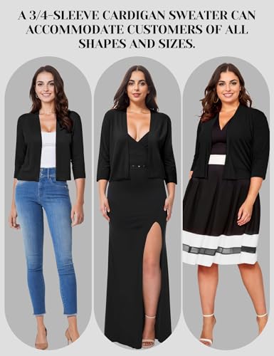 Image of Cardigan for Women, Lightweight Cardigans Women Dressy for Summer, Short Bolero 3 /4 Sleeve Cropped Shrug Sweaters Jacket