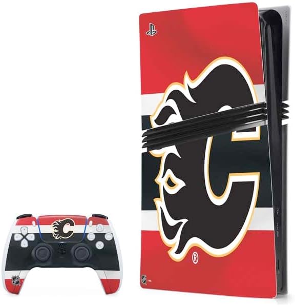 Skinit Decal Gaming Skin Compatible with PS5 Pro Bundle - Officially Licensed NHL Calgary Flames Frozen Design