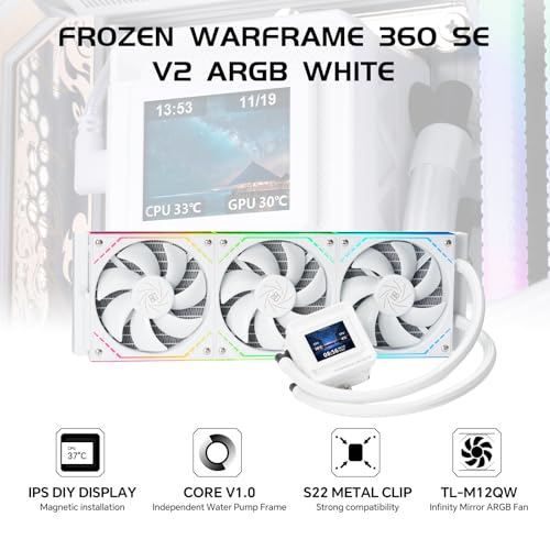 Image of Thermalright FW360 SE ARGB V2 360mm AIO Liquid CPU Cooler, 2 inch LCD Screen | 3000RPM Pump, 3xTL-M12Q 120mm PWM Daisy-Chain Fans, for AMD AM5 /AM4 and Intel LGA1851 /1700, White