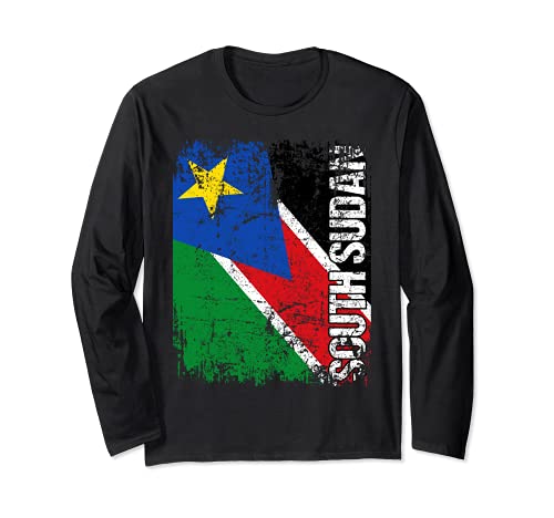 SOUTH SUDAN Flag Vintage Distressed SOUTH SUDAN Long Sleeve T-Shirt, Black