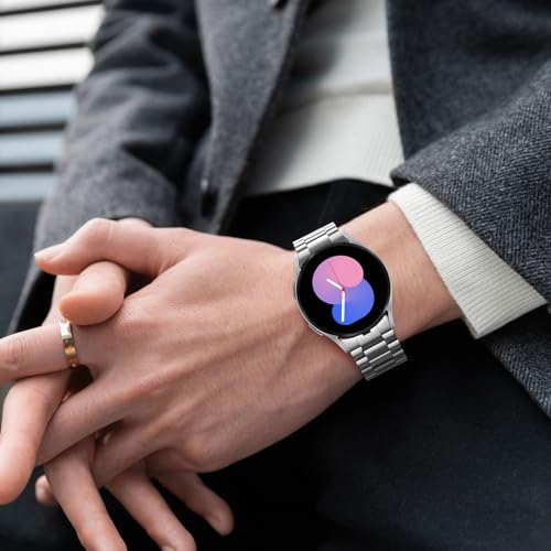 Image of Anlinser No Gap Bands Compatible with Samsung Galaxy Watch Ultra 7 /6 /5 /4 /FE Band 44mm 40mm /Watch 6 Classic Band 47mm 43mm /Watch 5 Pro 45mm /Watch 4 Classic, 20mm 22mm Metal Strap for Women Men