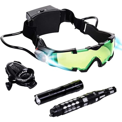Dazmers Spy Gear Set for Kids Night Vision Goggles, Invisible Ink Pen, Flashlight, Micro Listener Equipment - Gadgets for Kids X Glasses Surveillance Toys for Kids 8-12, Spy Ninja Gadgets
