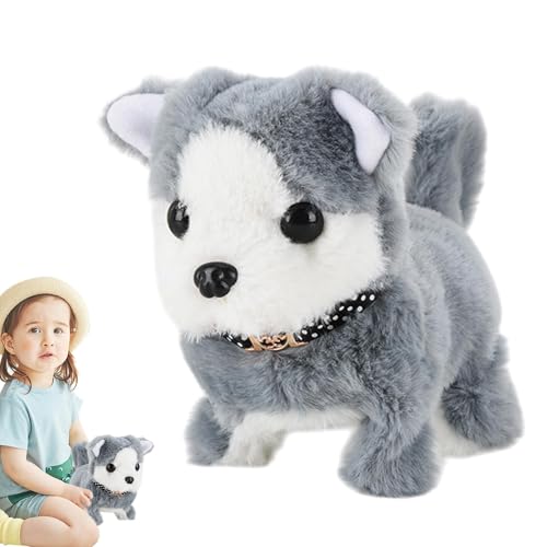 Juguete robot para perros, robot cachorro | Juguete para caminar interactivo para perros inteligente de peluche ladrando - Perro robot electrónico interactivo y portátil para cumpleaños, niños y