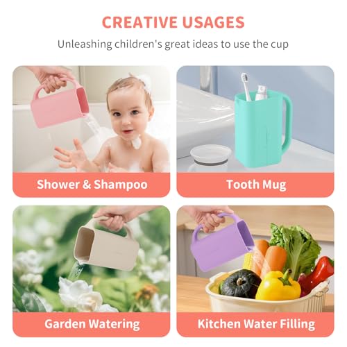 Image of Baby Bath Rinse Cup 100% Food Grade Silicone Wash Rinser Cup For Kids (Pink)