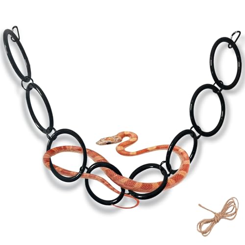 Ntwoiee Snake Climbing Chain for Ball Python Hoop & Corn Snake Enrichment ，Suitable for All Kinds of Small Reptiles,Snake Enclosure Accessories,Ball Python Tank Accessories ﻿