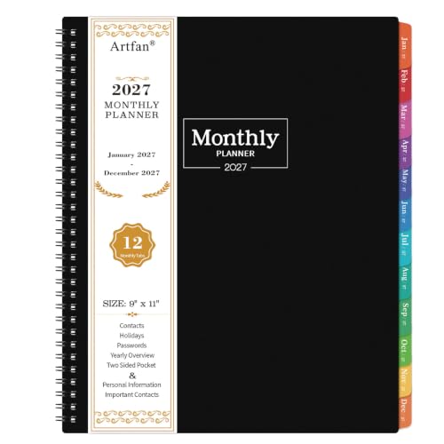 2027 Monthly Planner - JAN 2027 - DEC 2027, 2027 Planner with Colorful Tabs