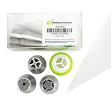 Restaurantware Pastry Tek Russian Piping Tips Set 20 Piece Durable Cake Decorating Kit - 9 Piping Tips 10 Piping Bags Stainless Steel Piping Bags And Tips Set 1 Tri-Color Coupler