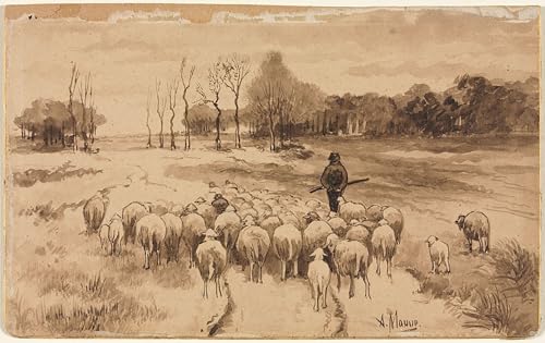Tableau Mural Berger avec son troupeau Anton Mauve - Rompre la Monotonie d'un Bureau 60x90