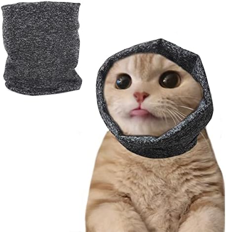 PATTEPOINT Dog Ear Cover for Anxiety Relief& Calming Dogs, Stretchy Head Sleeve Snood for Noise Reduce Grooming Bathing, Neck and Ear Warm Ear Muffs for Cats&Dogs,Grey S