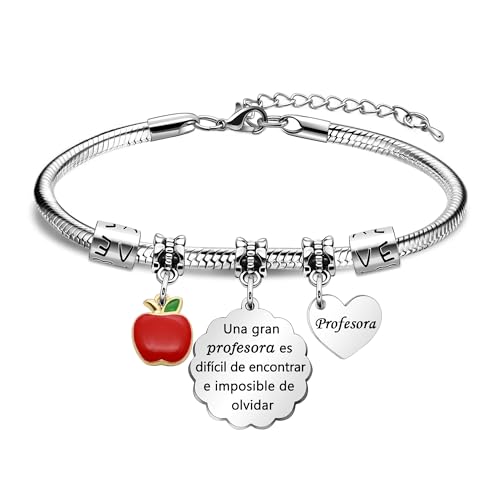 Imagen de HEYEJET Pulsera Profesora Brazalete de Maestra Regalos para Mujeres Regalos de Agradecimiento Maestra Joyería Gracias Regalos para el Profesora Graduación Fin de Año Regalos
