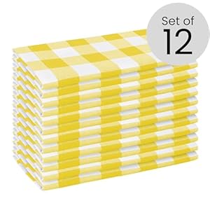 Cotton Clinic Set of 12 Cloth Napkins Gingham Check 100 Cotton 20×20 inches Soft Durable Washable Ideal for Events Wedding Holidays Easter Perfect Everyday Use Table Dinner Napkins Yellow