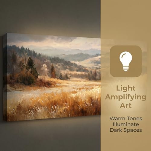 JLXART Landscape Canvas Print Autumn Mountain Wall Art Countryside Grass Field Artwork for Living Room Bedroom Office Decor 24X48inch by JLXART - Used condition - Image 3