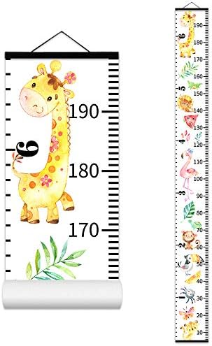 ASENART Growth Chart for Kids Roll-up Height Chart for Boys Girls Fabric Canvas Animal Height Measurement Ruler for Nursery Room Removable Wall Decor 79"x7.9"