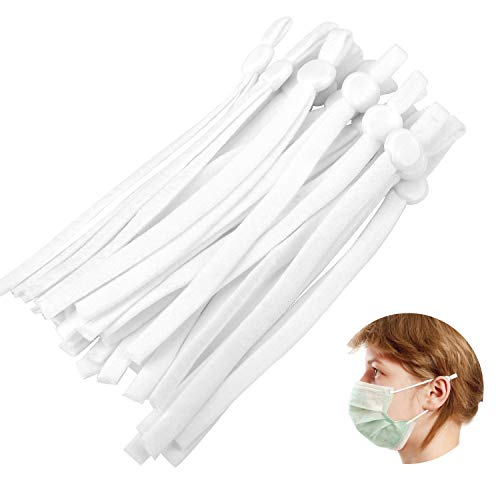 KDWOA Lot de 50 élastiques blancs - Masques élastiques avec boucles de réglage - Cordon élastique en caoutchouc - Pour le bricolage (A) Cover