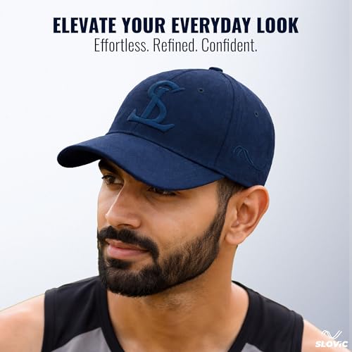 Image of SLOVIC Cap for Men Stylish | Unisex Cap with Adjustable Straps | Summer Caps for Men & All Sports - Cricket, Football | Comfortable fit Baseball Caps for Mens & Boys | Free Size