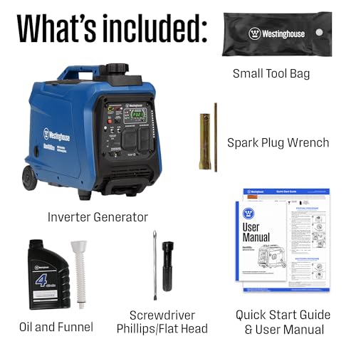 Westinghouse 4000 Peak Watt Super Quiet Portable Inverter Generator, Wheel & Handle Kit, RV Ready 30A Outlet, Gas Powered, CO Sensor, Parallel Capable by Westinghouse - Image 6