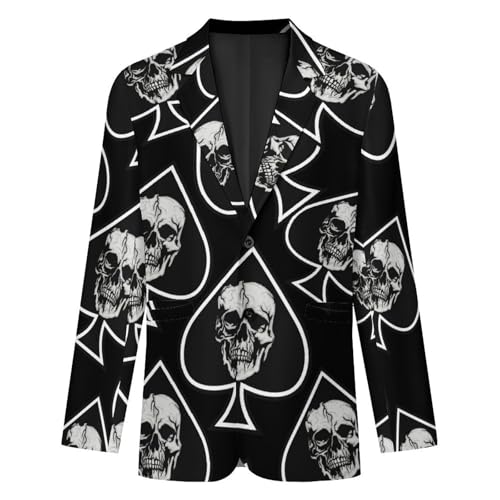 Skull Ace of Spades Mens Blazer Suit Jacket Lightweight Slim Fit Casual Coat4