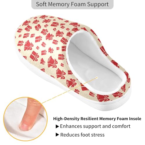 Fuzzy Memory Foam Slippers for Women/Men Red Gift Bell Silhouette Pattern Fluffy Winter House Shoes Indoor and Outdoor3