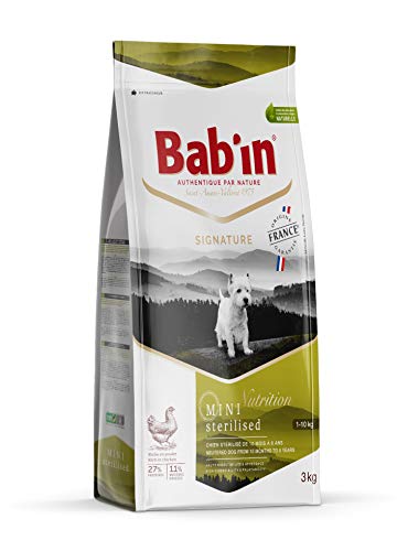 Bab'in Signature Mini STERILISED 3KG : Croquettes pour Chiens Stérilisés de Petites Tailles - Naturelles, Saines et Equilibrées - Adaptées aux Besoins Nutritionnels - Riche en Poulet Cover