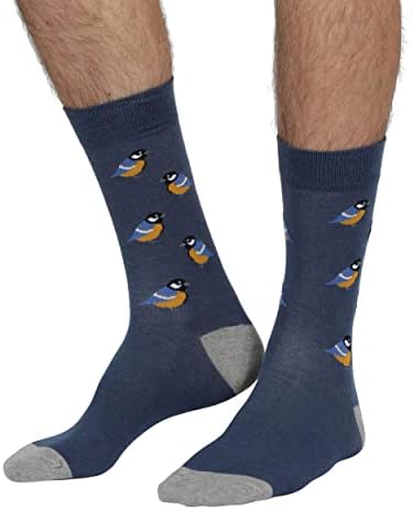 Men Bamboo Crew Socks Garden Birds Gift Boxed 4 Pairs Lg - XL Multicoloured Soft SeriouslySillySocks
