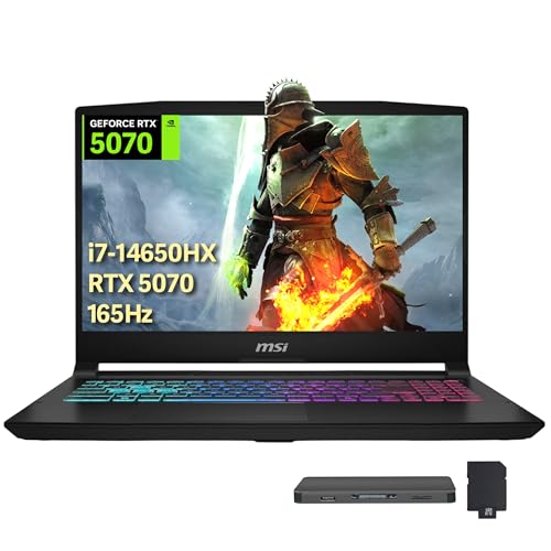 Image of msi Katana 15 HX 15.6 inch 165Hz QHD Gaming Laptop, Intel Core i7-14650HX, GeForce RTX 5070 8GB GDDR7, 32GB RAM, 3TB Storage(2TB SSD+1TB Docking Station), Backlit Keyboard, Wi-Fi 6E, Win 11, Black