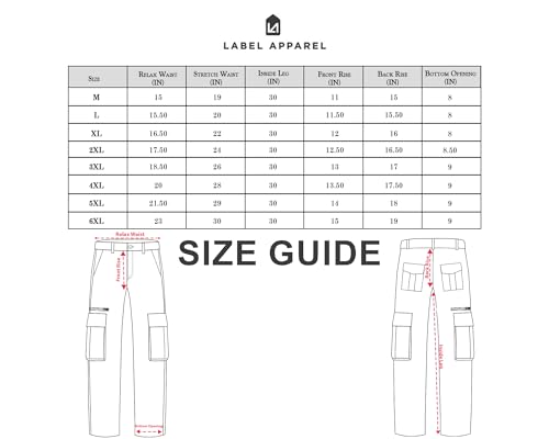 LABEL APPAREL Pantalon cargo pour homme - Taille M-6XL - Léger et élastique - Avec poche, gris, XXXXXL – vue 6