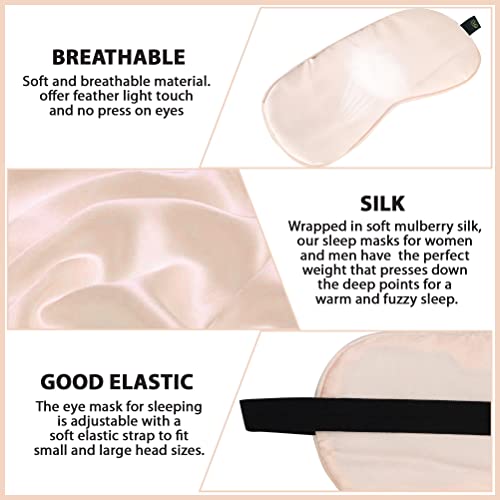 Image of Natural Mulberry Silk Eye Mask, Ultra Smooth Adjustable Sleep Mask and Blind Fold | For Sleeping, Travelling, Relaxation, Blind Fold & Meditation | Eye-cover Light blocker (Rose Gold)
