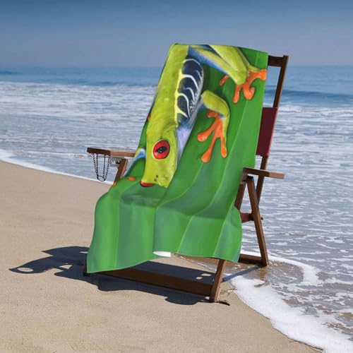 Serviette microfibre grenouille ultra douce et compacte imprimée feuilles vertes - 6