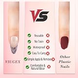 Viugex 24 sztuki sztucznych paznokci do naklejenia, mandlowe, francuskie paznokcie do przyklejenia, sztuczne paznokcie średnie Stiletto, 3D różowe żółte kwiatkowe paznokcie do naklejenia, naturalne