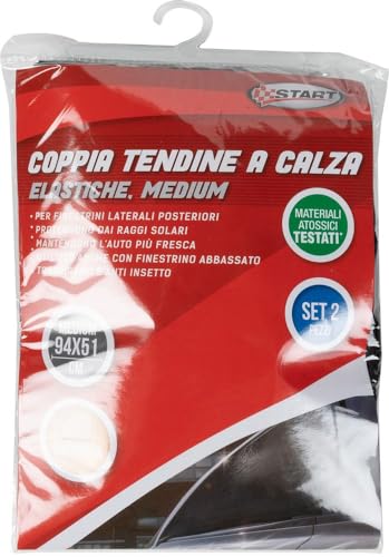 Coppia Di Tendine Laterali Posteriori Parasole A Calza Medium Per Auto 94X51Cm Protezione Raggi Solari Oscuramento - 6