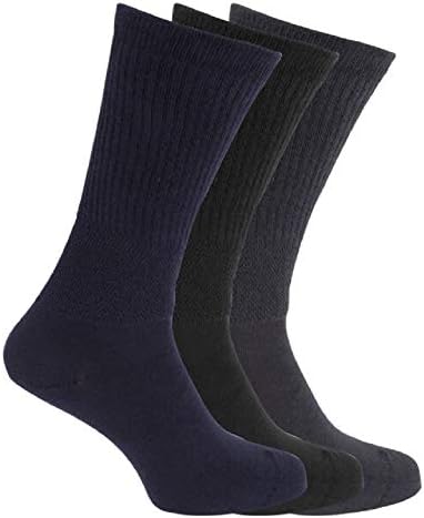 3 Pairs Mens Big Foot Extra Wide Non Elastic Diabetic Socks for Swollen Legs Comfort Fit Soft Top Gentle Grip Five Colours Brown Mix, Black, Blue Mix Dark Mix and White Size 11-14