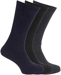 3 Pairs Mens Big Foot Extra Wide Non Elastic Diabetic Socks for Swollen Legs Comfort Fit Soft Top Gentle Grip Five Colours Brown Mix, Black, Blue Mix Dark Mix and White Size 11-14