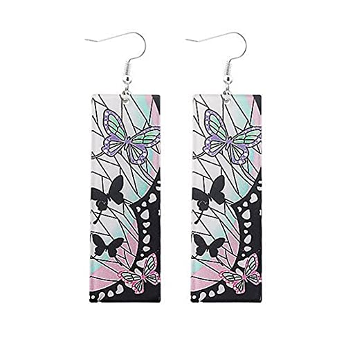 Tanjiro Earrings Tanjirou Anime Cosplay Earrings Dangle Earrings Halloween Accessories (purple-Kochou) Pin
