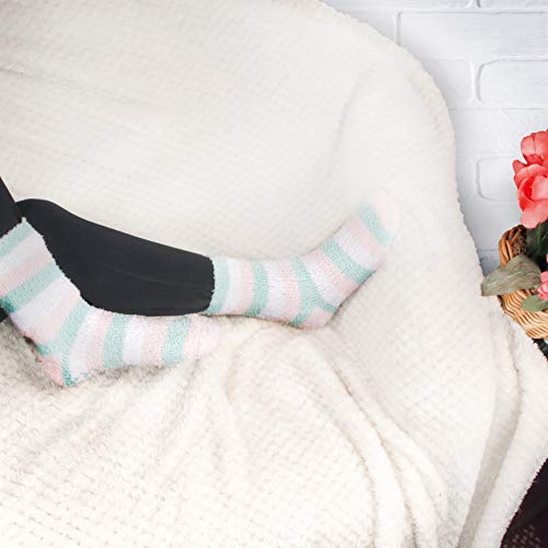 Image of BambooMN Colorful Fuzzy Socks - Assorted Super Soft Warm Microfiber Comfy Home Socks - Value Pack
