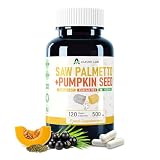 Alzuro Labs Saw Palmetto | & Graines de Citrouille | 500 mg extrait (4:1 et 10:1) | 120 vég capsules | Palmier nain – Serenoa repens | GMP & Testé en Laboratoire Indépendant