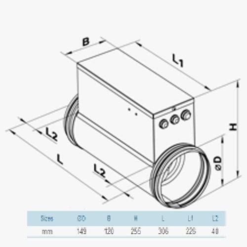 Riscaldatore Elettrico da Condotti d'aria Vents NK-100-0,6-1 (100mm)