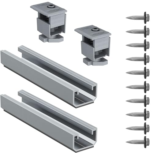 Fischer Kit Lamiera Grecata 2x Profilo Solar Metal + 10x Viti + 2x Morsetti PMU, per Fissaggio Pannelli Solari Fotovoltaici con Orientamento Orizzontale, 571965