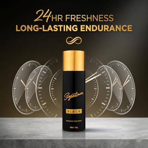 Image of Signature Deodorant Body Spray - Black | Floral Aromatic Long Lasting Fragrance | For Everyday Use | Skin Friendly Deo | For Men | Pack of 1 (200 ML)