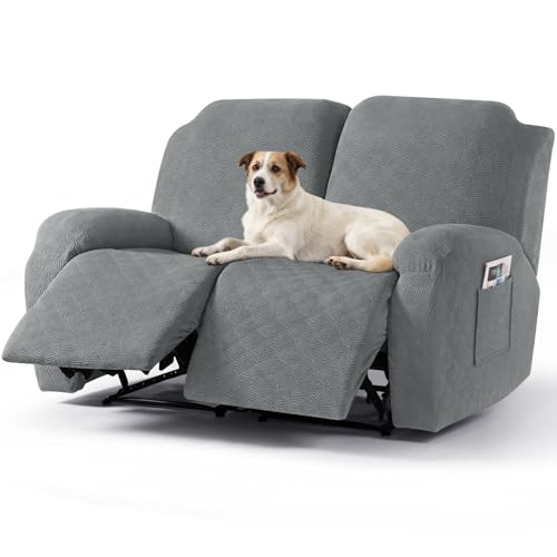 Timeles Recliner Covers Extra Wide Recliner Loveseat Covers Oversized Reclining Couch Covers Sofa Slipcovers Stretch Soft Washable (Two-Seater Oversized, Light Gray)
