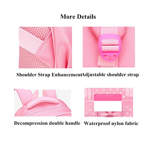 2Pcs Bowknot Wave Point Prints Primary School Bookbag Kids School Backpack Sets For Girls #TOP4