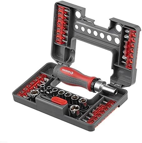 INTERTOOL STORM 38-Piece Mini Ratchet Screwdriver Set, Professional, Magnetic Tip Holder, Bit Set, Socket Set, Compact Storage Case VT08-3638