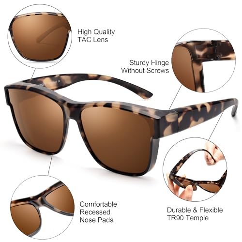 Image of URUMQI Polarized Sunglasses Fit Over Glasses for Men Women, Oversized Square Sun Glasses UV400 Protection